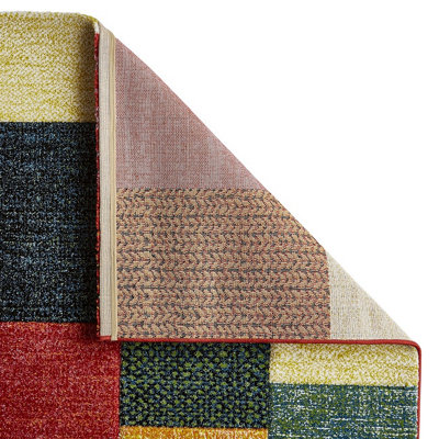 Multi Handmade Modern Easy to Clean Geometric Rug For Dining Room-120cm ...