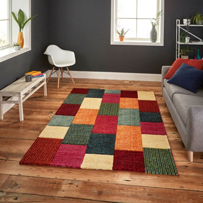 Multi Handmade Modern Easy to Clean Geometric Rug For Dining Room-200cm X 290cm