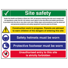 Multi Hazard Footwear Site Safety Sign Rigid Plastic - 800x600mm (x3)