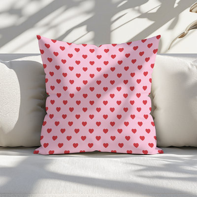 Multi Heart Printed Faux Suede Cushion 45cm x 45cm