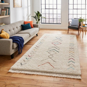 Multi Kilim Geometric Modern Shaggy Moroccan Easy to Clean Rug for Living Room Bedroom and Dining Room-120cm X 170cm