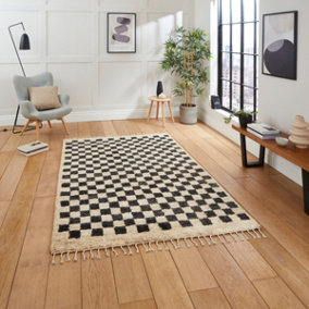 Multi Kilim Modern Easy to Clean Chequered Handmade DiningRoom Bedroom And Living Room Rug-120cm X 170cm