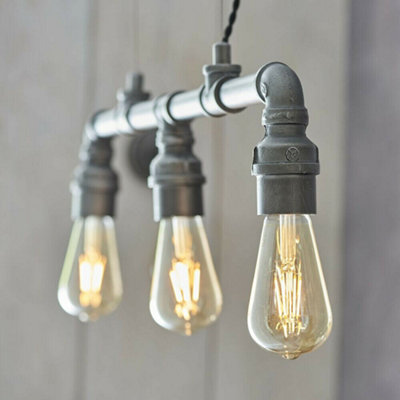 Curated visual reference: Gallery Detail: Multi Light Hanging Ceiling Pendant Aged Pewter Industrial Exposed Pipe