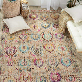 Multi Luxurious Traditional Persian Easy to Clean Floral Graphics Rug For Dining Room -121cm X 173cm