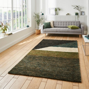 Multi Modern Easy to Clean Abstract Handmade DiningRoom Bedroom And Living Room Rug-120cm X 170cm