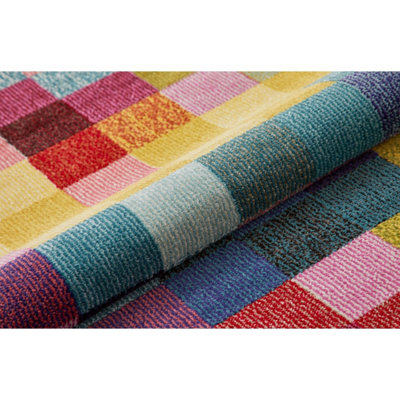 Multi Modern Geometric Easy to Clean Rug For Dining Room-200cm X 290cm