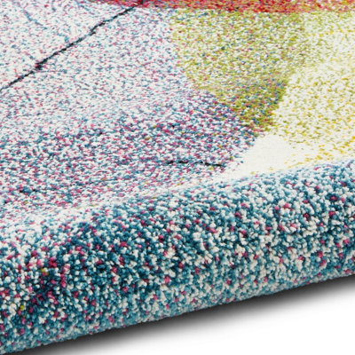 Multi Nature Print Modern Easy to Clean Graphics Rug For Dining Room -160cm X 220cm - 8