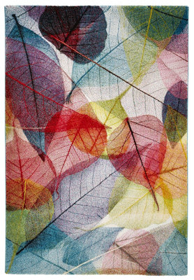 Multi Nature Print Modern Easy to Clean Graphics Rug For Dining Room -160cm X 220cm - 9