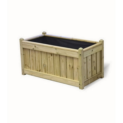 Multi Pack of 2 - Elegant Rectangular Trough Planter - Timber - L50 x ...
