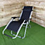 Multi Position Garden Gravity Relaxer Chair / Sun Lounger - BLACK/SILVER