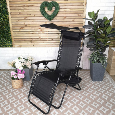 Multi Position Garden Gravity Relaxer Chair Sun Lounger with Sun