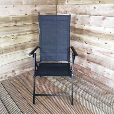 Multi Position High Back Reclining Garden Outdoor Folding Chair in Black