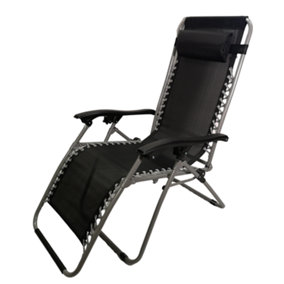 Multi Position Textoline Garden Relaxer Chair Lounger -  Black