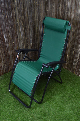 Multi Position Textoline Garden Relaxer Chair Lounger Green DIY at B&Q