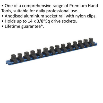 Multi-Purpose 3/8 Inch Square Drive Bit Holder with 14 Socket Capacity
