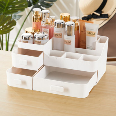 Multi Purpose 3-Drawer White Makeup Storage Box Drawers Organizer Desktop Cosmetic Storage