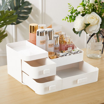 Multi Purpose 3-Drawer White Makeup Storage Box Drawers Organizer Desktop Cosmetic Storage