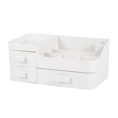 Multi Purpose 3-Drawer White Makeup Storage Box Drawers Organizer Desktop Cosmetic Storage