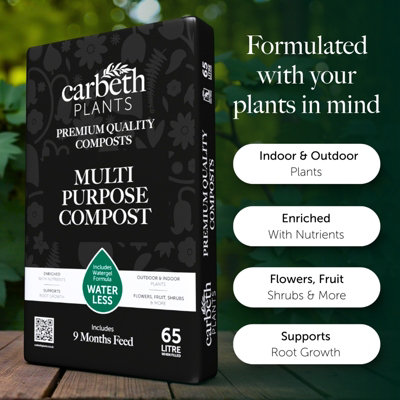 Multi Purpose Compost with 9 Month Feed - 65L - Water Less Formula For ...