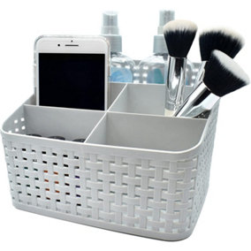 Multi Purpose Cosmetic Storage Basket Perfect Bedroom Bathroom Office Bedside Storage Cosmetics Stationery (Grey - 1 Pack)