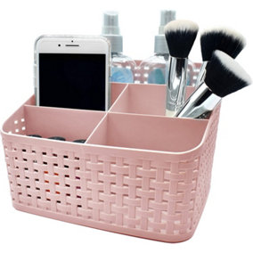 Multi Purpose Cosmetic Storage Basket Perfect Bedroom Bathroom Office Bedside Storage Cosmetics Stationery (Pink - 1 Pack)