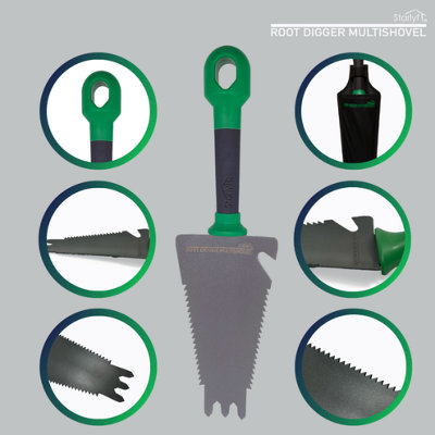 Multi-Purpose Shovel, Serrated Carbon Steel Blade, Root Cutter, Soil ...