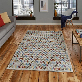 Multi Rug Funky Abstract Machine Made Polypropylene Rug for Living Room Bedroom and Dining Room-120cm X 170cm