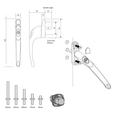 Multi-Spindle Chrome window handle