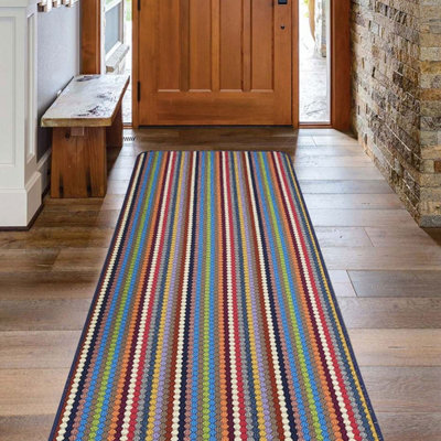 Multi Striped Dotted 8mm Thick Rectangle Mat For Bathroom, Kitchen ...