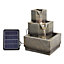 Multi Tier Modern Rockery Water Feature Garden Decor Resin Solar Powered Water Fountain with LED Lights