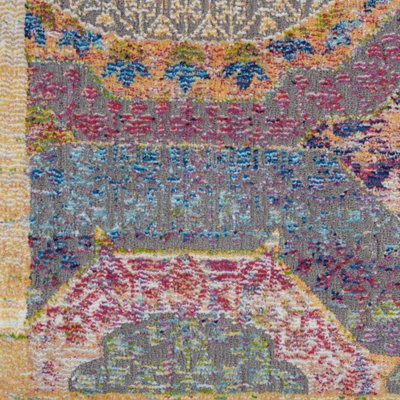 Multi Traditional Easy to Clean Geometric Rug For Dining Room Bedroom ...