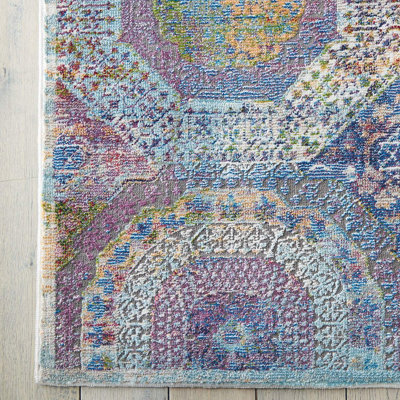 Multi Traditional Easy to Clean Geometric Rug For Dining Room Bedroom ...