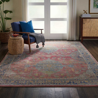 Multi Traditional Persian Easy to Clean Floral Rug For Bedroom Dining Room Living Room -269cm X 361cm