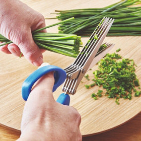 Multi-Use Shredder Scissors - 5 Bladed Carbon Steel Scissor for Shredding Confidential Papers or Chopping Vegetables & Herbs