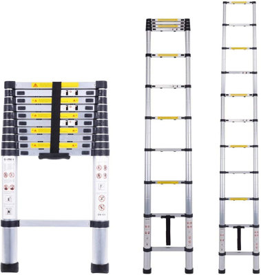 MULTIBAO 3.2m 10.5FT Aluminum Telescopic Loft Ladder Extension ...