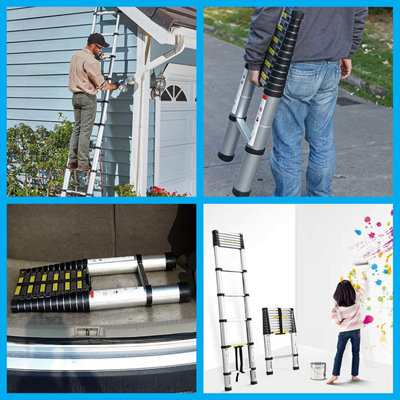 MULTIBAO 3.2m 10.5FT Aluminum Telescopic Loft Ladder Extension ...