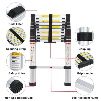 MULTIBAO 3.2m 10.5FT Aluminum Telescopic Loft Ladder Extension ...