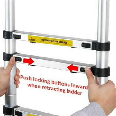 MULTIBAO 3.8m 12.5FT Aluminum Telescopic Loft Ladder Extension ...