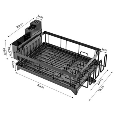 MULTIBAO Dish Drainer Rack-With Cutlery Cup Holder-Utensil Holder For Kitchen Counter