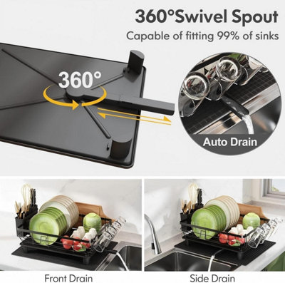 MULTIBAO Dish Drainer Rack-With Cutlery Cup Holder-Utensil Holder For Kitchen Counter