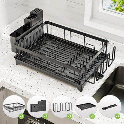 MULTIBAO Dish Drainer Rack-With Cutlery Cup Holder-Utensil Holder For Kitchen Counter
