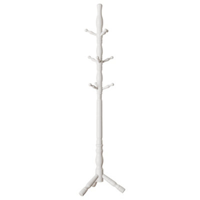 MULTIBAO Posh Solid Wood Coat Stand - 9 Hooks Elegant Rack - Cream White