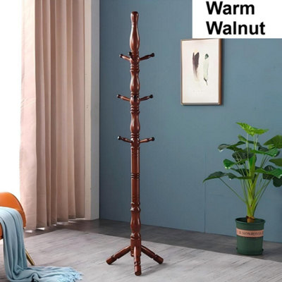 MULTIBAO Posh Solid Wood Heavy Duty Coat Stand Tree - 9 Hook Elegant ...