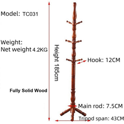 MULTIBAO Posh Solid Wood Heavy Duty Coat Stand Tree - 9 Hook Elegant ...