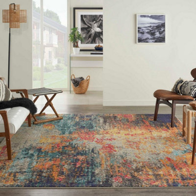 Multicolor Abstract Modern Easy to clean Rug for Dining Room-119cm X 180cm