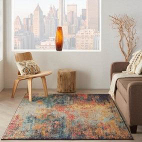 Multicolor Abstract Modern Easy to clean Rug for Dining Room-160cm X 221cm