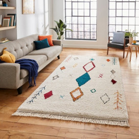 Multicolor Geometric Kilim Modern Shaggy Moroccan Easy to clean Rug for Bedroom & Living Room-120cm X 170cm