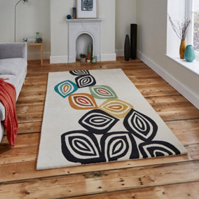 Multicolor Geometric Luxurious Modern Wool Rug For Bedroom & Living Room-120cm X 170cm