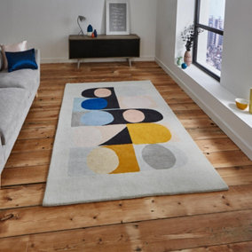 Multicolor Geometric Luxurious Modern Wool RugFor Bedroom & Living Room-120cm X 170cm