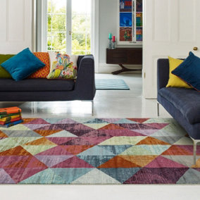 Multicolor Harlequin Modern Geometric Graphics Easy to Clean Rug For Dining Room -80cm X 150cm